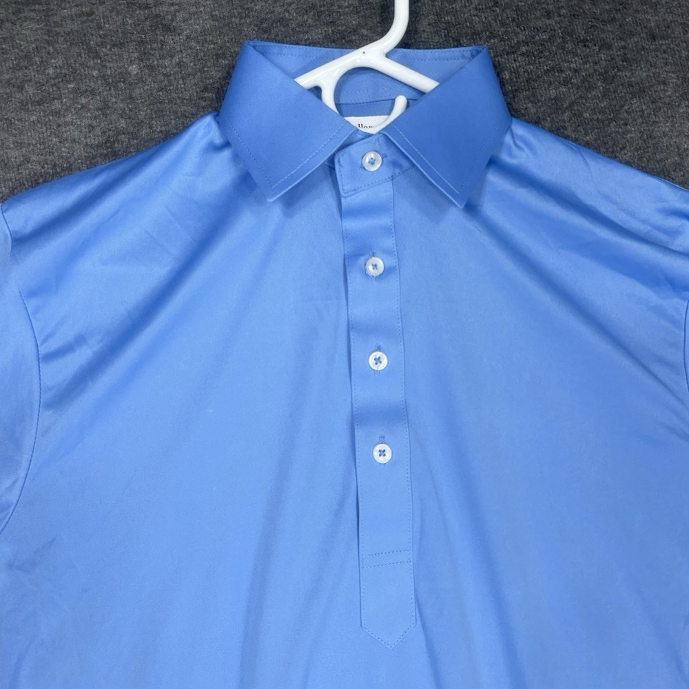 Collars and Co Polo shirt Mens S Blue Solid Stretch Spread Dress Collar